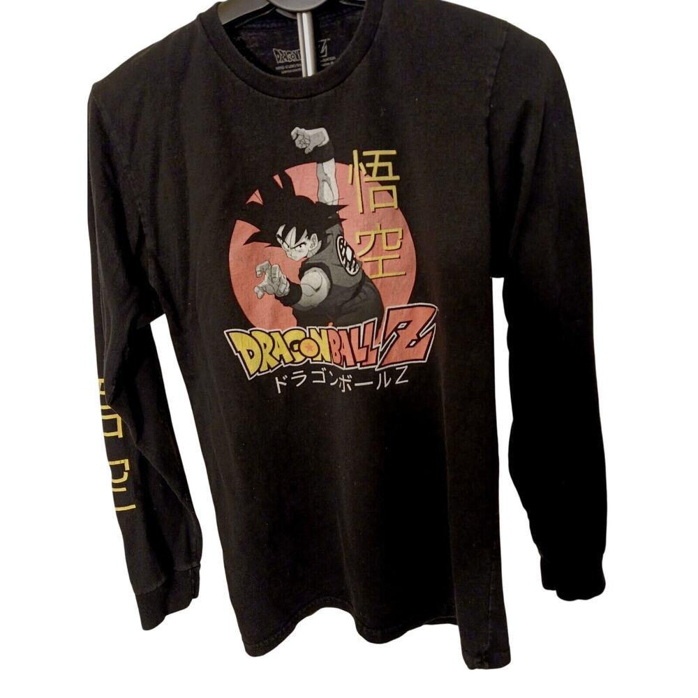 Dragon Ball Z Shirt Sz M BLACK Long Sleeve T-Shirt Anime TV Goku Goth Punk Retro